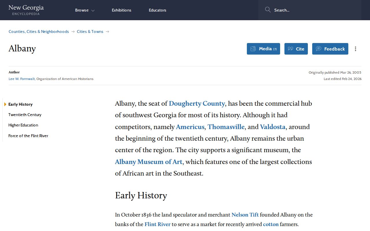 Albany people directories historical context from New Georgia Encyclopedia